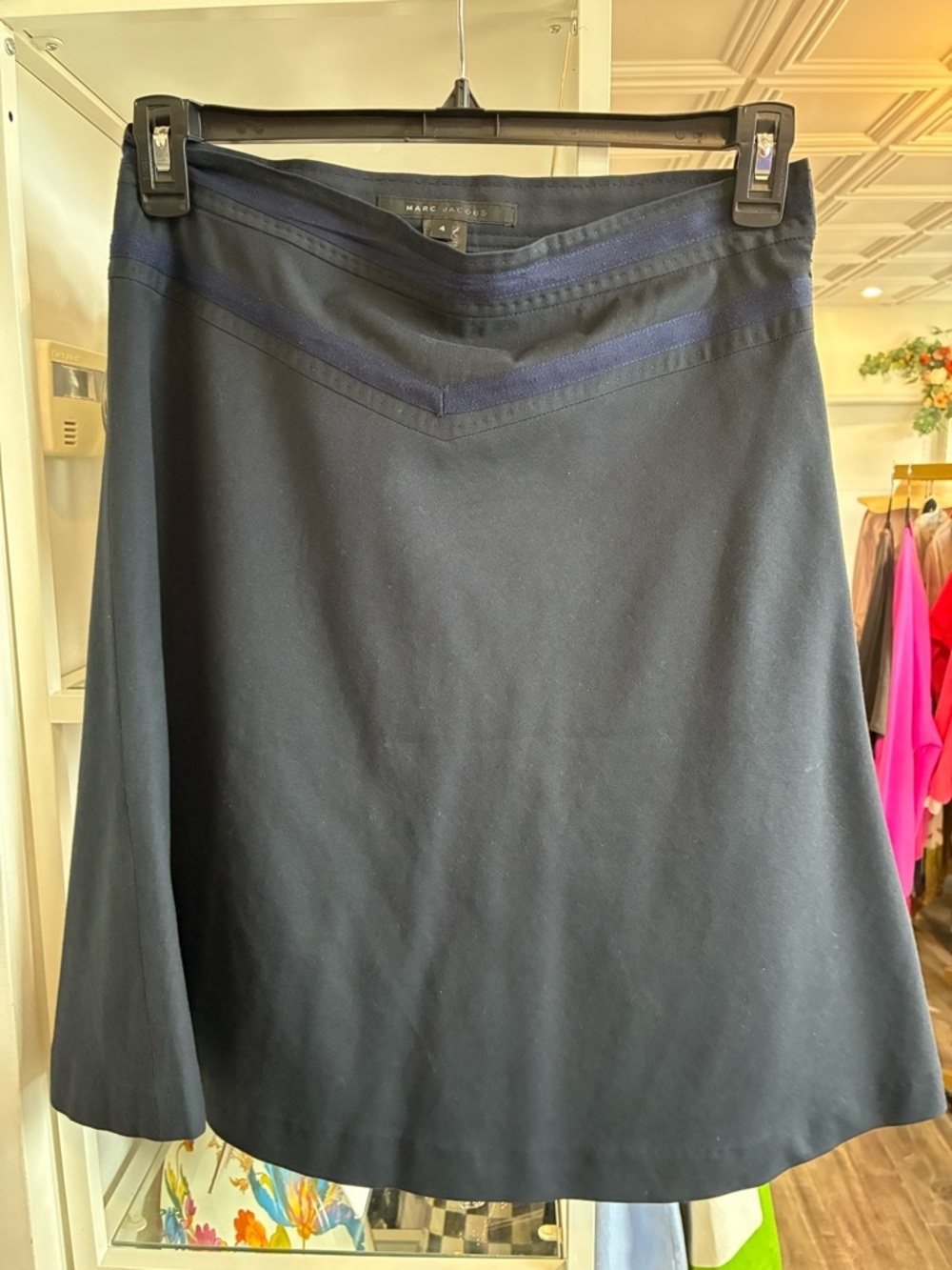 Marc Jacobs Black A-Line Skirt with Navy Trim